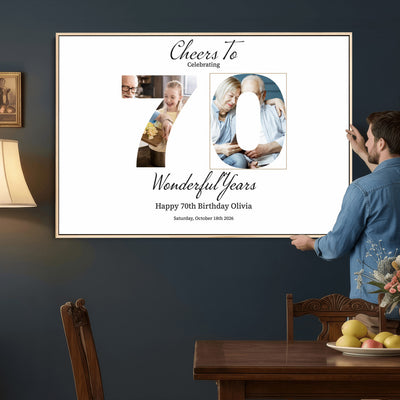 CSTM914DEDE-MGV-CV-36X24 - Number with Photo Canvas Print – Personalized Birthday Number Wall Art