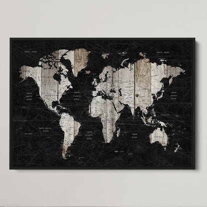 89998-MGV-CV-36X24-Push Pin World Map Canvas Print – Framed Wall Art for Couples to Track Their Travels – Anniversary Gift or Home Adventure Decor