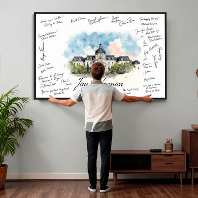 38232057-MGV-CV-36X24 - Wedding Guest Book Alternative Wall Art Canvas Print, Personalized Couple Photo Guestbook Wedding Signature Poster, Custom Couple Photo Guestbook Canvas