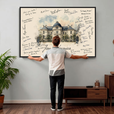 17002059-MGV-CV-36X24 - Wedding Guest Book Alternative Wall Art Canvas Print, Personalized Couple Photo Guestbook