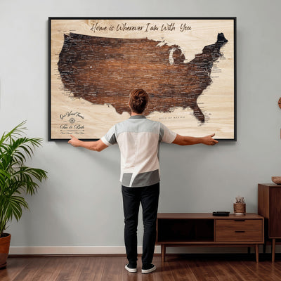 16274332-_Poster-30x20 - Personalized USA Push Pin Travel Map Canvas for Adventure Wall Decor