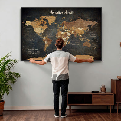 195425676576-MGV-CV-36X24 - Custom Push Pin World Map Canvas PRINT | Personalized Travel Tracker | Wedding Anniversary Gift