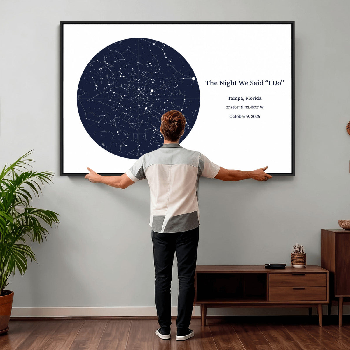 CSTM914STR-MGV-CV-36X24 - Custom Star Map Canvas Print – Personalized Night Sky Wall Art by Date and Location
