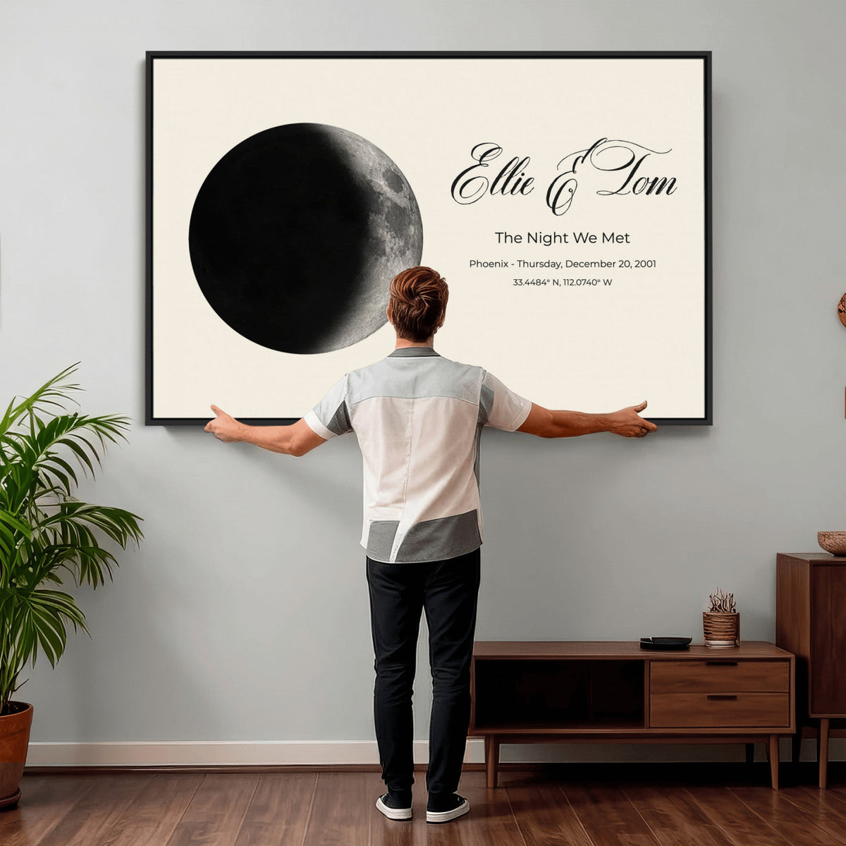 CSTM914MOON-MGV-CV-36X24 - Moon Phase Canvas Print – Personalized Moon from the Night You Met Wall Art