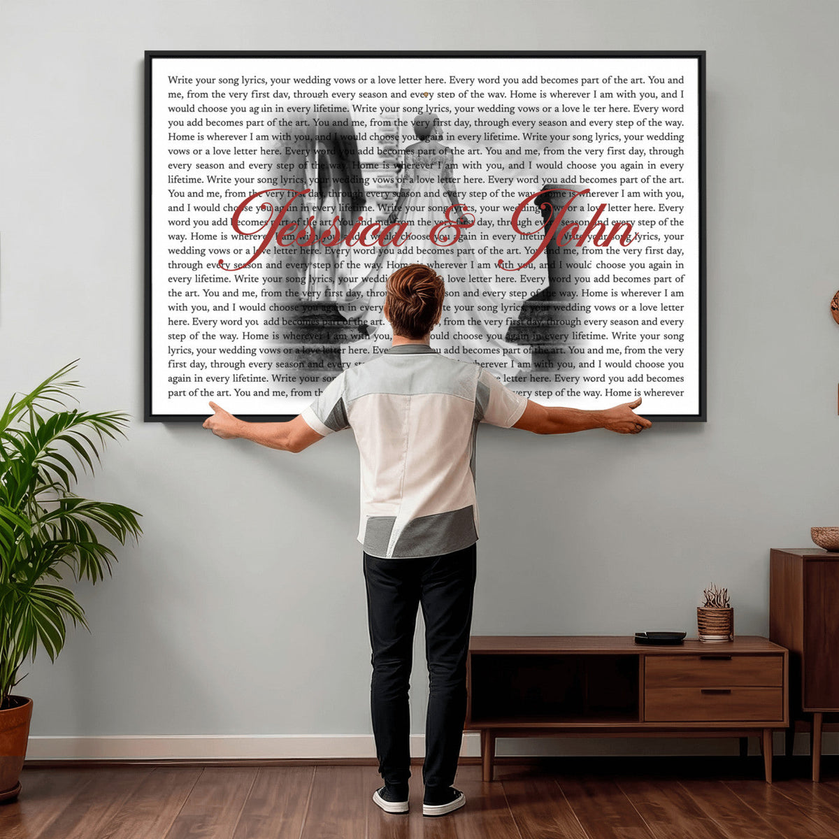 CSTM914LIRIK-MGV-CV-36X24 - Song Lyrics over Photo Canvas Print – Personalized Wedding Song and Photo Wall Art