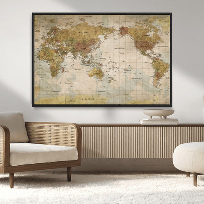 73306535-MGV-CV-36X24-Custom Push Pin World Map Wall Canvas Print – Personalized Travel Tracker for Anniversy Gift – Framed Custom Quotie Canvas for Home Office Decor
