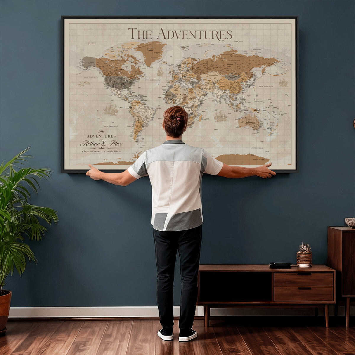 57738274-MGV-CV-36X24 - Custom Push Pin World Map Wall Art Canvas Print | Personalized Travel Tracker - NEWMAP-10