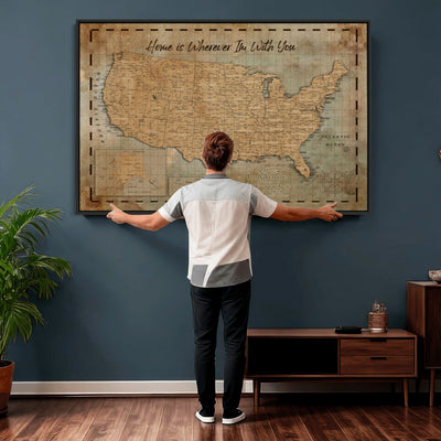 87620242-MGV-CV-36X24 - Personalized USA Push Pin Travel Map Wall Art Canvas Print | Custom United States Map | Push Pin Map - USA Bucket List Map