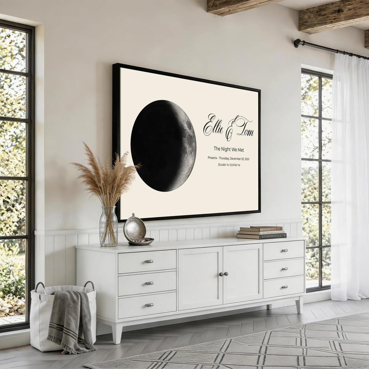 CSTM914MOON-MGV-CV-36X24 - Moon Phase Canvas Print – Personalized Moon from the Night You Met Wall Art