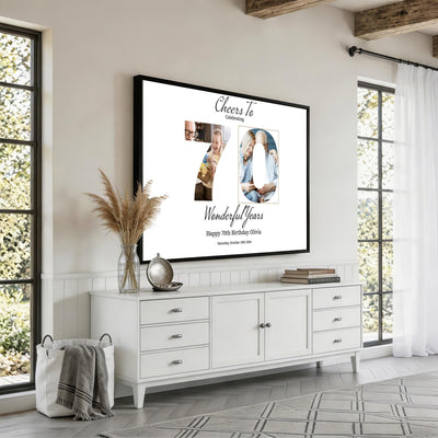 CSTM914DEDE-MGV-CV-36X24 - Number with Photo Canvas Print – Personalized Birthday Number Wall Art