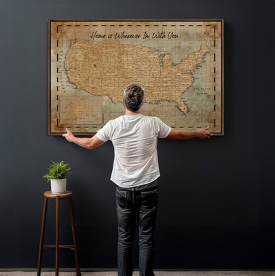 87620242-MGV-CV-36X24 - Personalized USA Push Pin Travel Map Wall Art Canvas Print | Custom United States Map | Push Pin Map - USA Bucket List Map