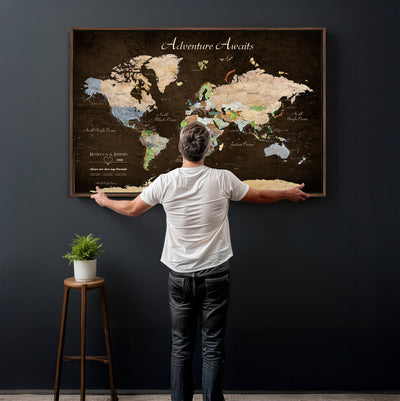 95753799-MGV-CV-36X24 - Custom Push Pin World Map Canvas Print | Personalized Travel Map Wall Art