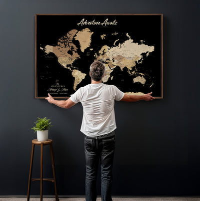 88415067-MGV-CV-36X24 - Custom Push Pin World Map Canvas Print | Personalized Travel Map Wall Art