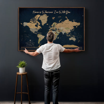 14276407-MGV-CV-36X24 - Custom Push Pin World Map Canvas Print | Personalized Travel Map Wall Art