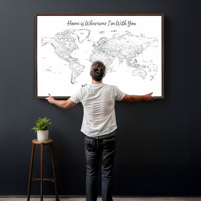 84721465-MGV-CV-36X24 - Custom Push Pin World Map Canvas Print | Personalized Travel Map Wall Art