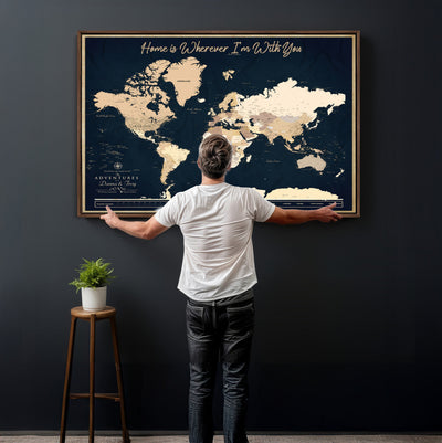 29990805-MGV-CV-36X24 - Custom Push Pin World Map Canvas Print | Personalized Travel Map Wall Art