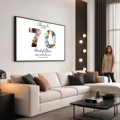 CSTM914DEDE-MGV-CV-36X24 - Number with Photo Canvas Print – Personalized Birthday Number Wall Art