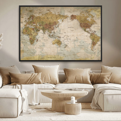 73306535-MGV-CV-36X24-Custom Push Pin World Map Wall Canvas Print – Personalized Travel Tracker for Anniversy Gift – Framed Custom Quotie Canvas for Home Office Decor