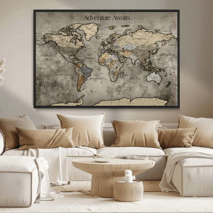 60740187-MGV-CV-36X24-Tree Rings Wall Art Canvas Print, Framed Wood Texture Art Picture Print, Blue Grain Perfect Rustic Modern Decor Artwork, Wood Texture Wall