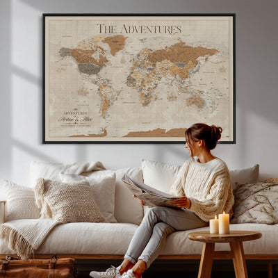 57738274-MGV-CV-36X24 - Custom Push Pin World Map Wall Art Canvas Print | Personalized Travel Tracker - NEWMAP-10