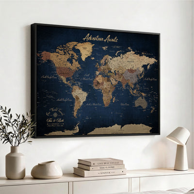 74477969-MGV-CV-36X24 - Custom Push Pin World Map Canvas | Personalized Travel Tracker | Wedding Anniversary Gift for Couples | Adventure Map Wall Art with Pins