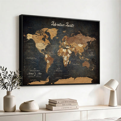 195425676576-MGV-CV-36X24 - Custom Push Pin World Map Canvas PRINT | Personalized Travel Tracker | Wedding Anniversary Gift