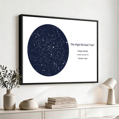 CSTM914STR-MGV-CV-36X24 - Custom Star Map Canvas Print – Personalized Night Sky Wall Art by Date and Location