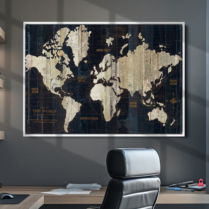 Push Pin World Map Canvas Print – Framed Wall Art for Couples to Track Their Travels – Anniversary Gift or Home Adventure Decor