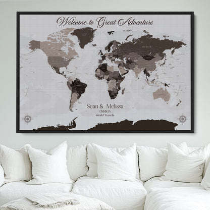 43749658-MGV-FC-36X24_Black-Custom Push Pin World Map Wall Canvas Print
