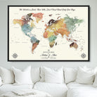 40183091-MGV-FC-36X24_Black-Custom Framed World Map Canvas Print – Personalized Push Pin Travel Tracker Gift for Couples, Weddings, or Anniversary Celebrations