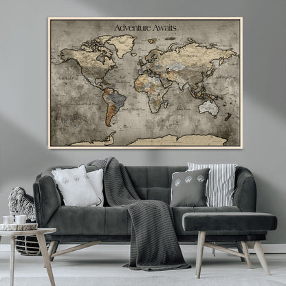 60740187-MGV-CV-36X24-Tree Rings Wall Art Canvas Print, Framed Wood Texture Art Picture Print, Blue Grain Perfect Rustic Modern Decor Artwork, Wood Texture Wall