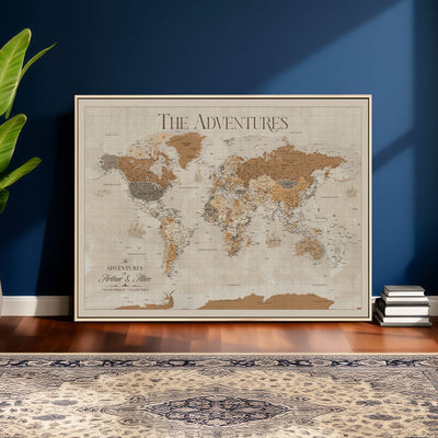 57738274-MGV-CV-36X24 - Custom Push Pin World Map Wall Art Canvas Print | Personalized Travel Tracker - NEWMAP-10