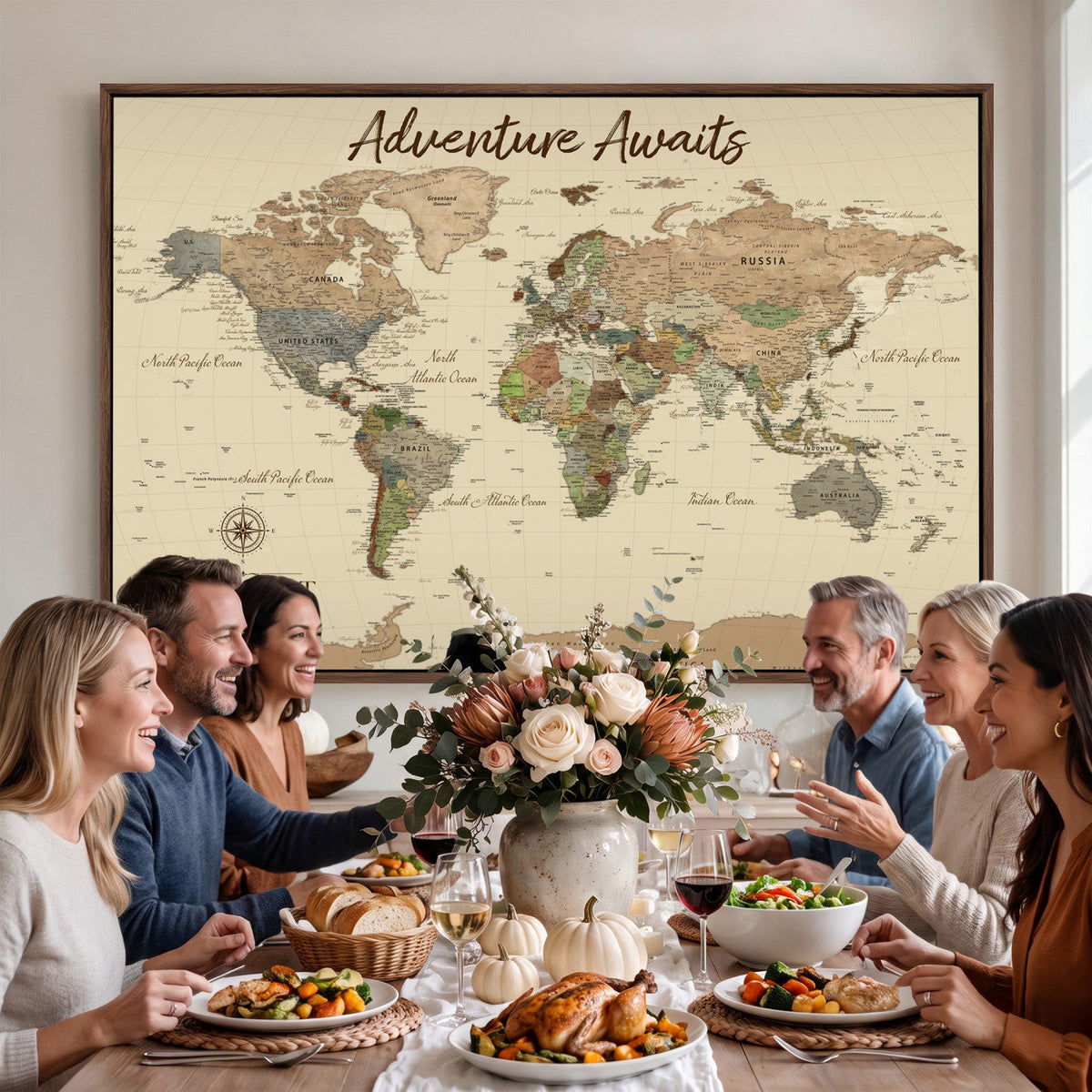 72027187-MGV-CV-36X24 - Custom Push Pin World Map Wall Art Canvas Print | Personalized Travel Tracker with Pins Map Print - NEWMAP-23