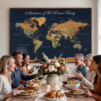 84352304-MGV-CV-36X24 - Custom Push Pin Travel Map Canvas Print, Honeymoon and Anniversary Gift, Living Room and Dining Room Decor