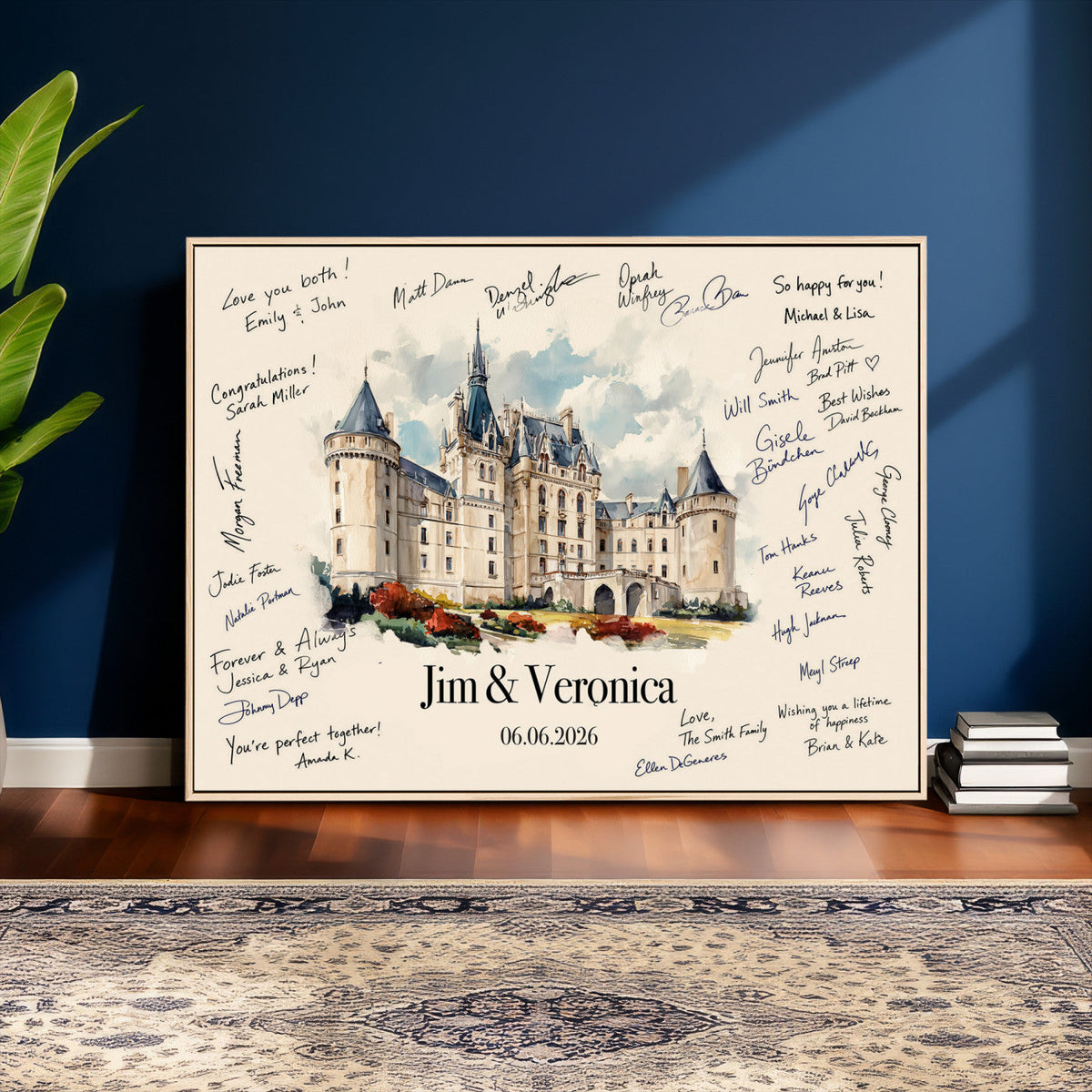 55883547-MGV-CV-36X24 - Wedding Guest Book Alternative Wall Art Canvas Print, Personalized Couple Photo Guestbook Wedding Signature Poster, Custom Couple Photo Guestbook Canvas