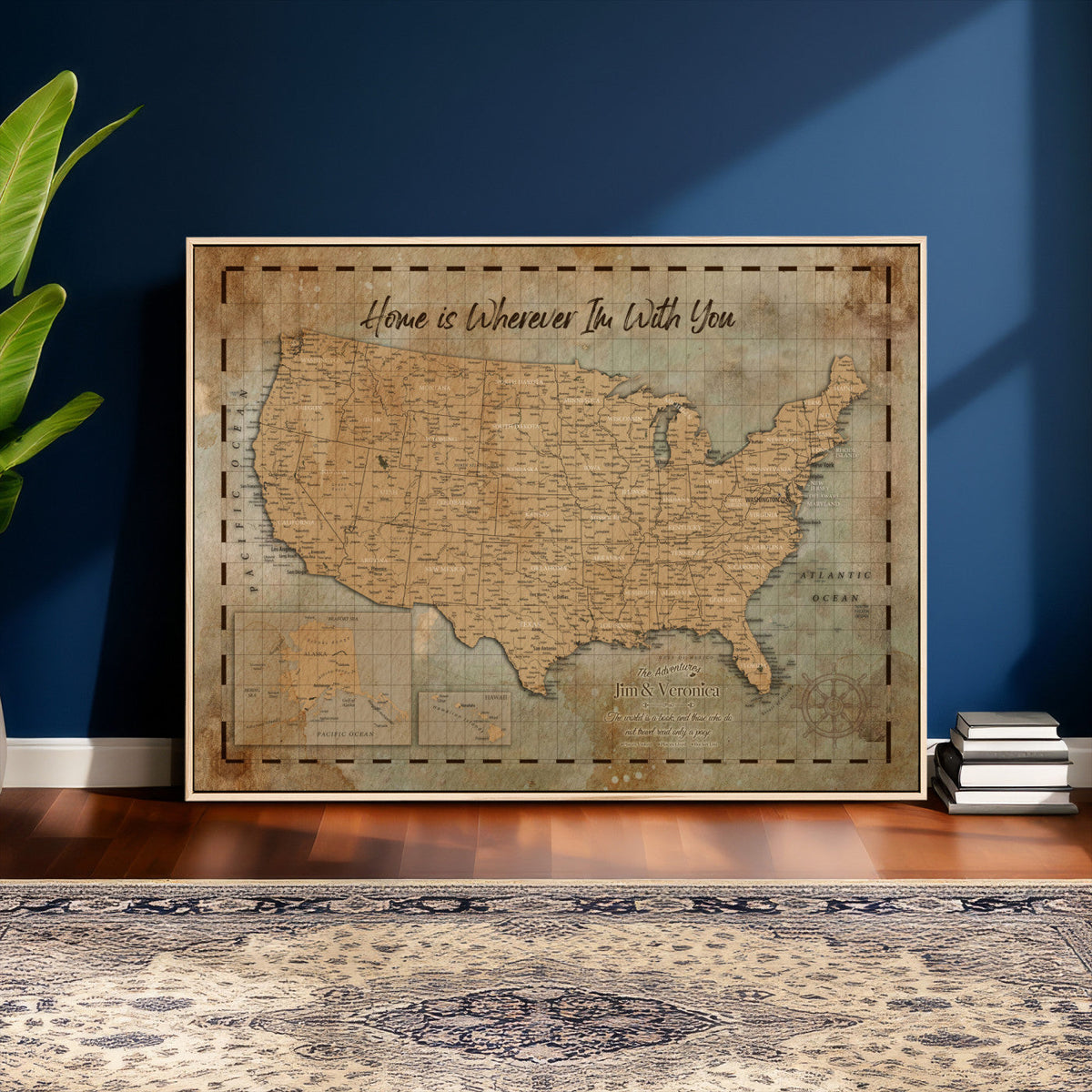 87620242-MGV-CV-36X24 - Personalized USA Push Pin Travel Map Wall Art Canvas Print | Custom United States Map | Push Pin Map - USA Bucket List Map
