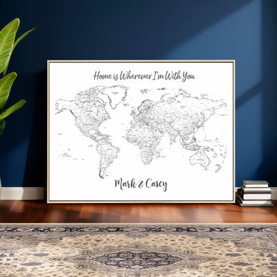 84721465-MGV-CV-36X24 - Custom Push Pin World Map Canvas Print | Personalized Travel Map Wall Art