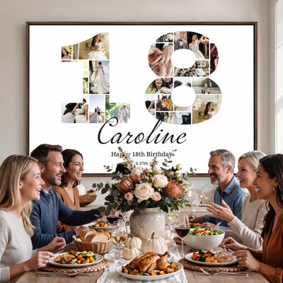 CSTM914DD-MGV-CV-36X24 - Number Photo Mosaic Canvas Print – Personalized Birthday Number Made of Your Photos