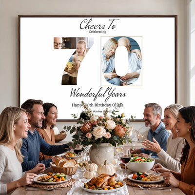 CSTM914DEDE-MGV-CV-36X24 - Number with Photo Canvas Print – Personalized Birthday Number Wall Art