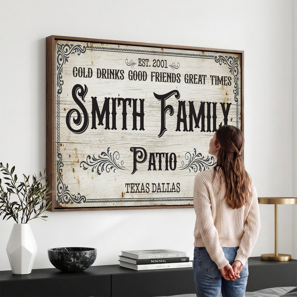 82858529-MGV-CV-36X24 - Custom Family Patio Sign Wall Art Canvas Print, Personalized Rustic Backyard Decor