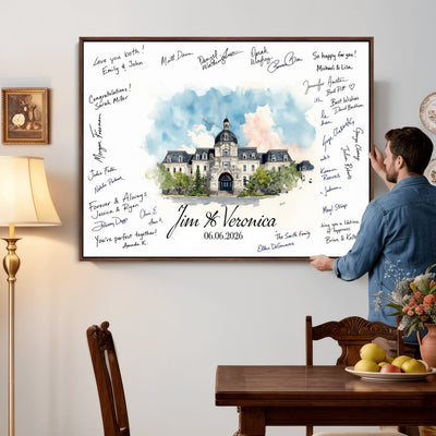 38232057-MGV-CV-36X24 - Wedding Guest Book Alternative Wall Art Canvas Print, Personalized Couple Photo Guestbook Wedding Signature Poster, Custom Couple Photo Guestbook Canvas