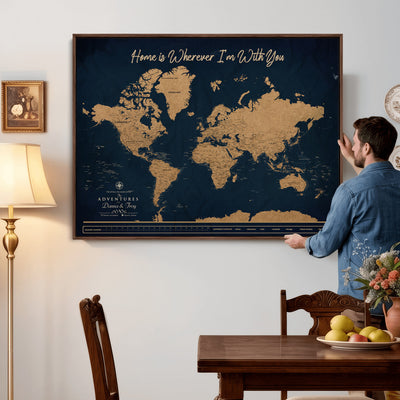 45598170-MGV-CV-36X24 - Custom Push Pin World Map Canvas Print | Personalized Travel Map Wall Art