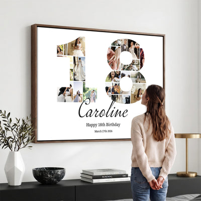 CSTM914DD-MGV-CV-36X24 - Number Photo Mosaic Canvas Print – Personalized Birthday Number Made of Your Photos