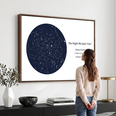 CSTM914STR-MGV-CV-36X24 - Custom Star Map Canvas Print – Personalized Night Sky Wall Art by Date and Location