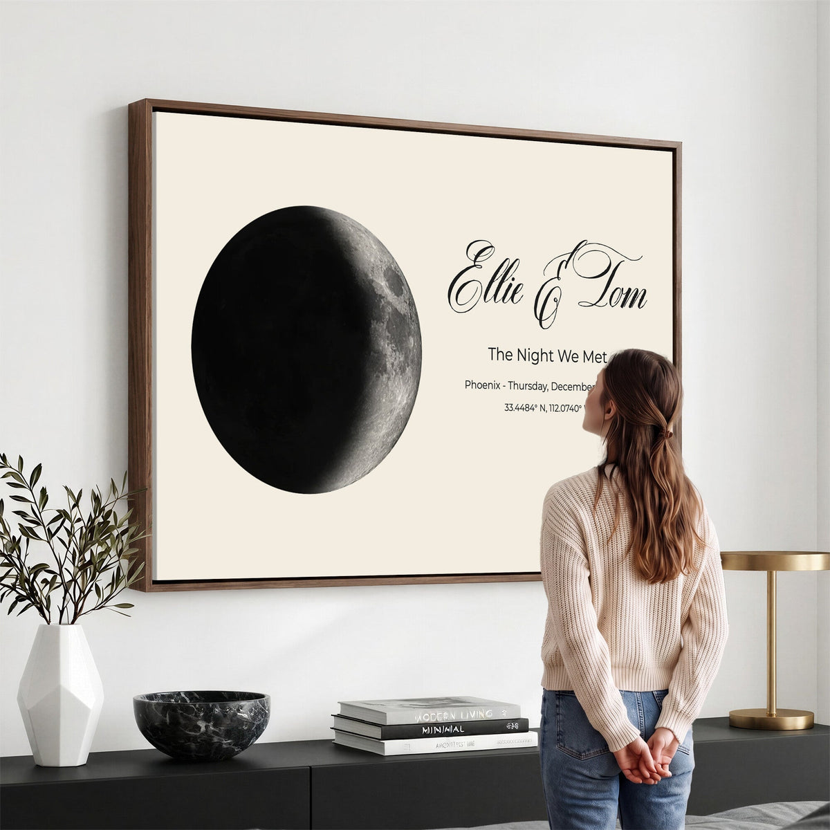 CSTM914MOON-MGV-CV-36X24 - Moon Phase Canvas Print – Personalized Moon from the Night You Met Wall Art