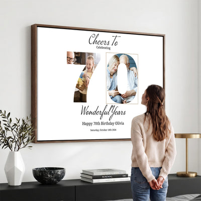 CSTM914DEDE-MGV-CV-36X24 - Number with Photo Canvas Print – Personalized Birthday Number Wall Art