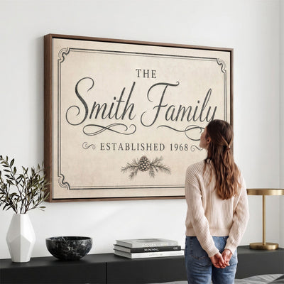 Custom family name sign, cozy room view