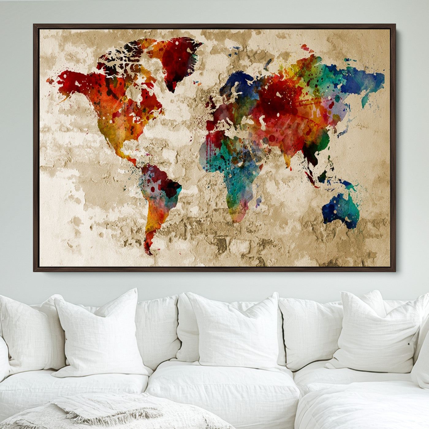 Push Pin World Map Canvas Print – Framed Wall Art for Couples to Track Their Travels – Anniversary Gift or Home Adventure Decor