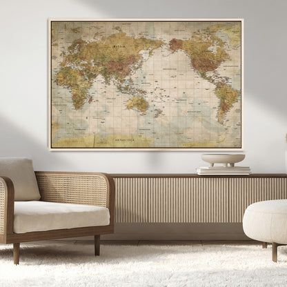 73306535-MGV-CV-36X24-Custom Push Pin World Map Wall Canvas Print – Personalized Travel Tracker for Anniversy Gift – Framed Custom Quotie Canvas for Home Office Decor