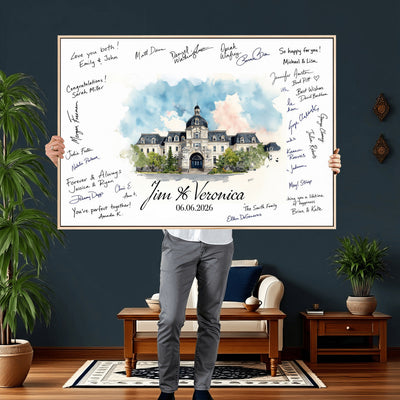 38232057-MGV-CV-36X24 - Wedding Guest Book Alternative Wall Art Canvas Print, Personalized Couple Photo Guestbook Wedding Signature Poster, Custom Couple Photo Guestbook Canvas